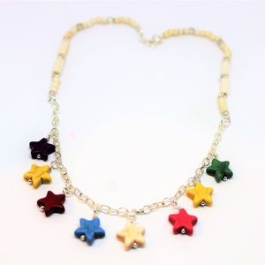 Colorful stars delicate necklace